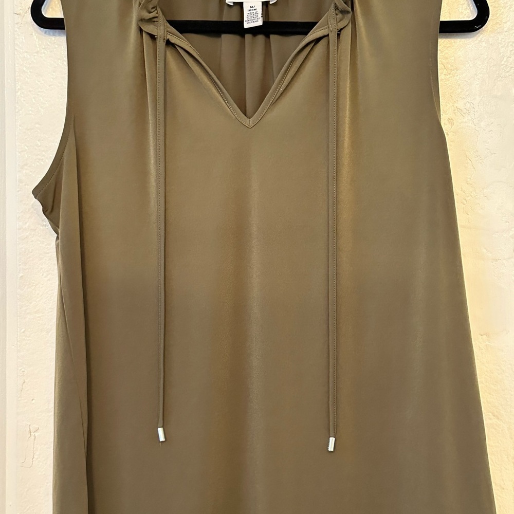 Calvin Klein Olive Blouse with Ruffles